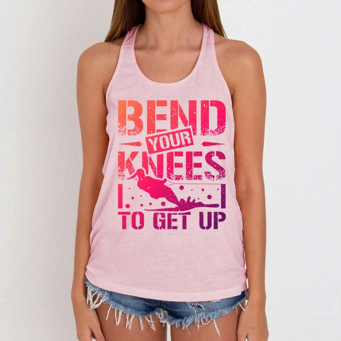 Bend Your Knees Water Skiing Gift Women's Knotted Racerback Tank