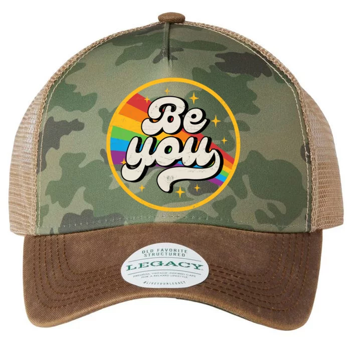 Be You Lgbt Pride Ally Rainbow Flag Retro Vintage Gift Legacy Tie Dye Trucker Hat