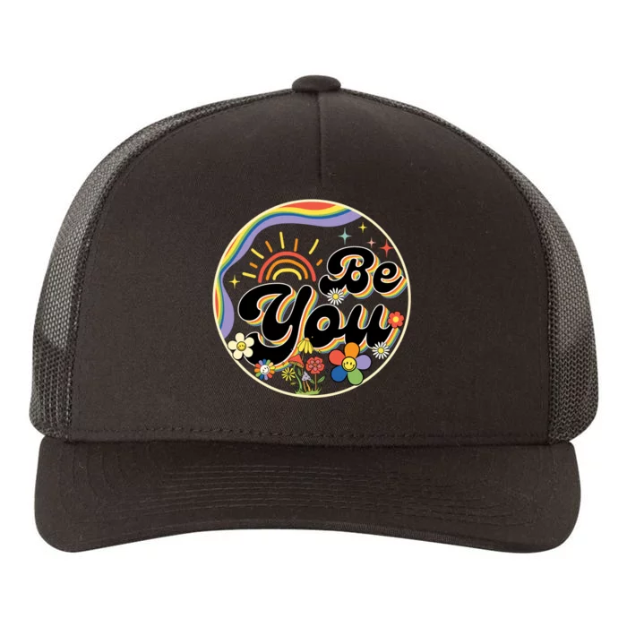 Be You LGBT Pride Month Rainbow Flag LGBT Yupoong Adult 5-Panel Trucker Hat