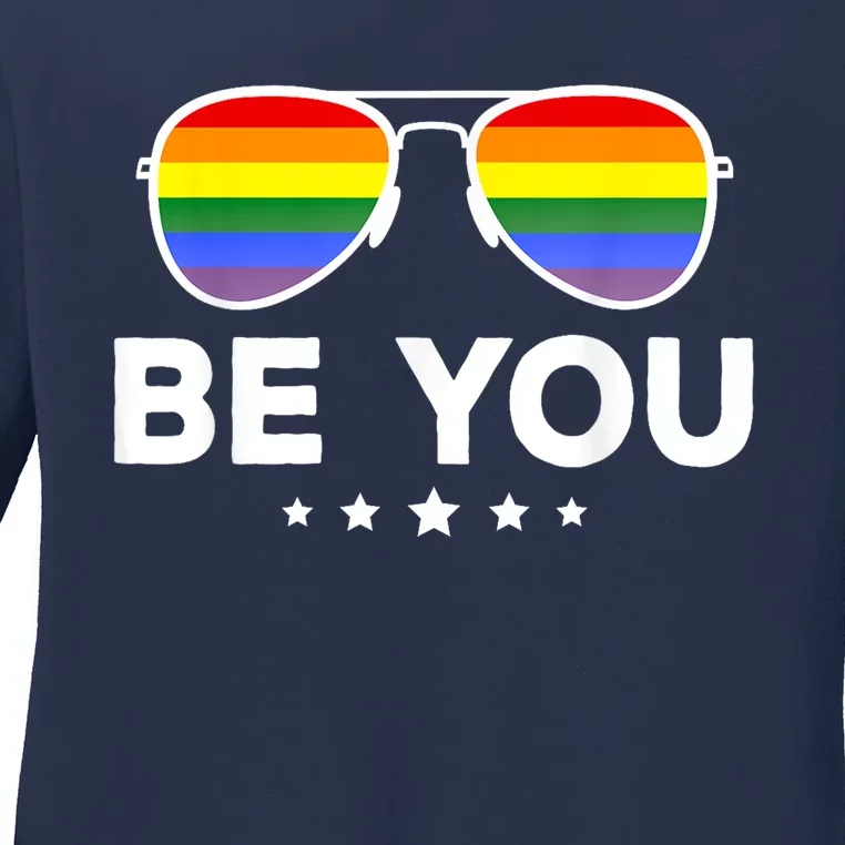 Be You LGBT Rainbow Sunglasses Ladies Long Sleeve Shirt