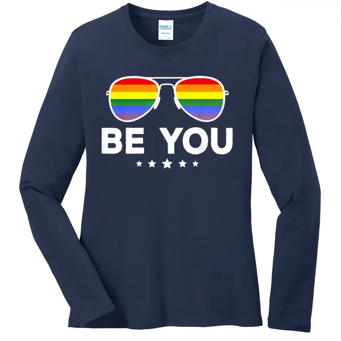 Be You LGBT Rainbow Sunglasses Ladies Long Sleeve Shirt