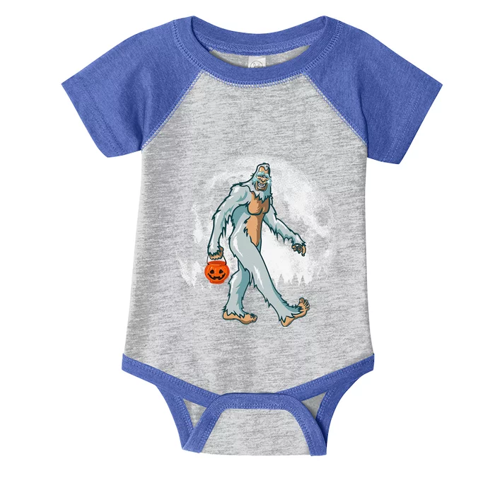 Bigfoot Yeti Moon Halloween Pumpkin Funny Sasquatch DOTD Infant Baby Jersey Bodysuit