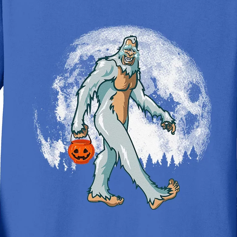 Bigfoot Yeti Moon Halloween Pumpkin Funny Sasquatch DOTD Kids Long Sleeve Shirt