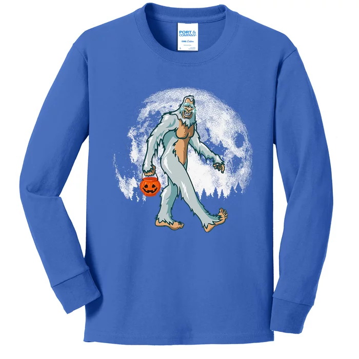 Bigfoot Yeti Moon Halloween Pumpkin Funny Sasquatch DOTD Kids Long Sleeve Shirt