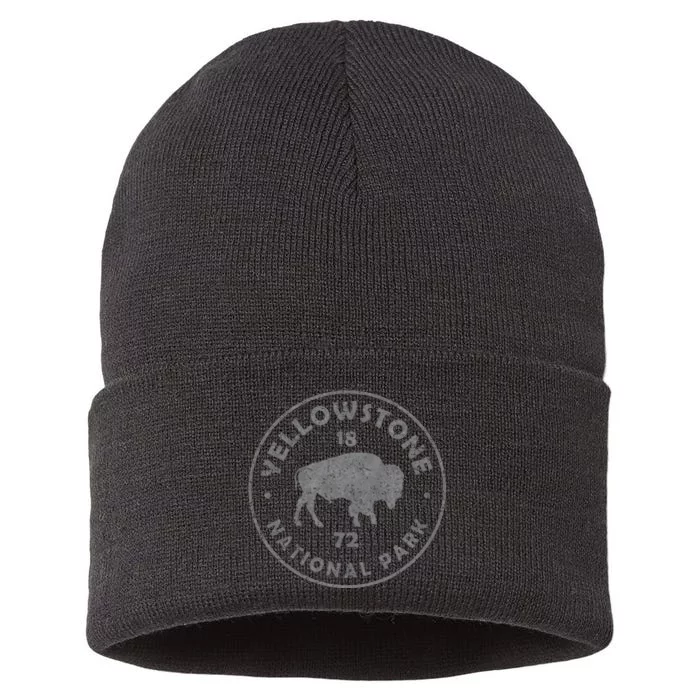 Bison Yellowstone National Park 1872 Hiking Souvenir Sustainable Knit Beanie