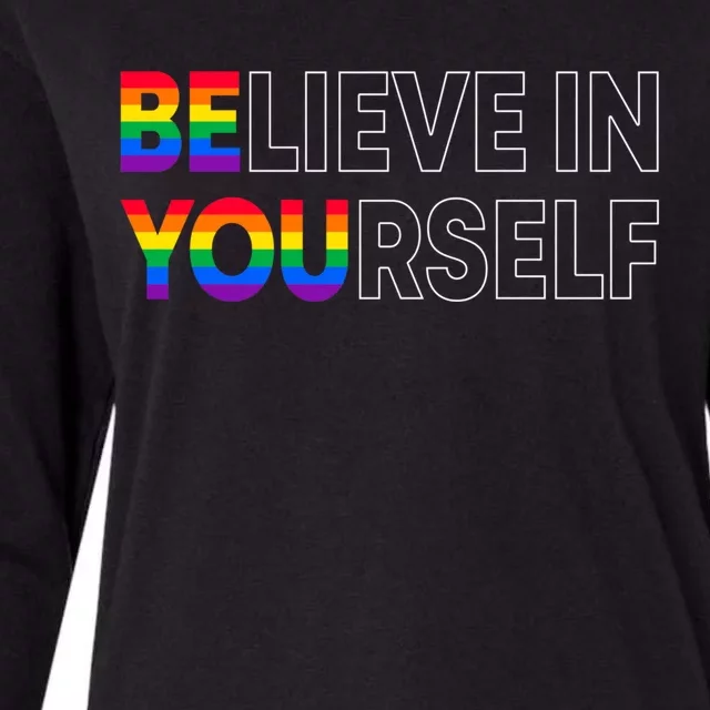 Be You Pride Lgbtq Gay Lgbt Ally Rainbow Typography Gift Womens Cotton Relaxed Long Sleeve T-Shirt