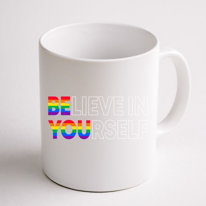 Be You Pride Lgbtq Gay Lgbt Ally Rainbow Typography Gift Front & Back Coffee Mug