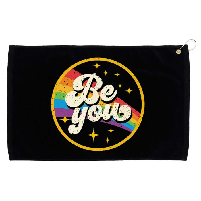 Be You Pride LGBTQ Gay LGBT Ally Rainbow Flag Retro Galaxy Grommeted Golf Towel