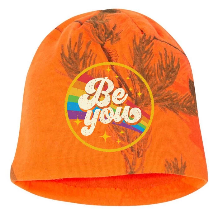 Be You Pride LGBTQ Gay LGBT Ally Rainbow Flag Retro Galaxy Kati - Camo Knit Beanie