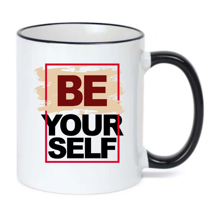 Be Yourself Positive Quote Black Color Changing Mug