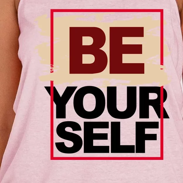 Be Yourself Positive Quote Women's Knotted Racerback Tank