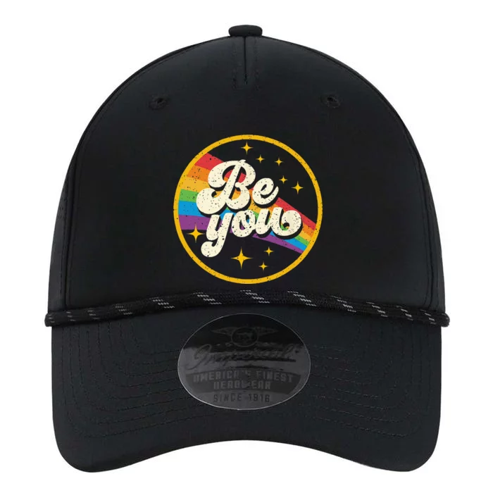 Be You Pride LGBTQ Gay LGBT Ally Rainbow Flag Retro Galaxy Performance The Dyno Cap