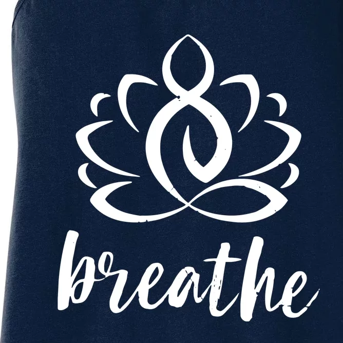 Breathe Yoga Relaxation Lotus Flower Inspiration Women's Racerback Tank