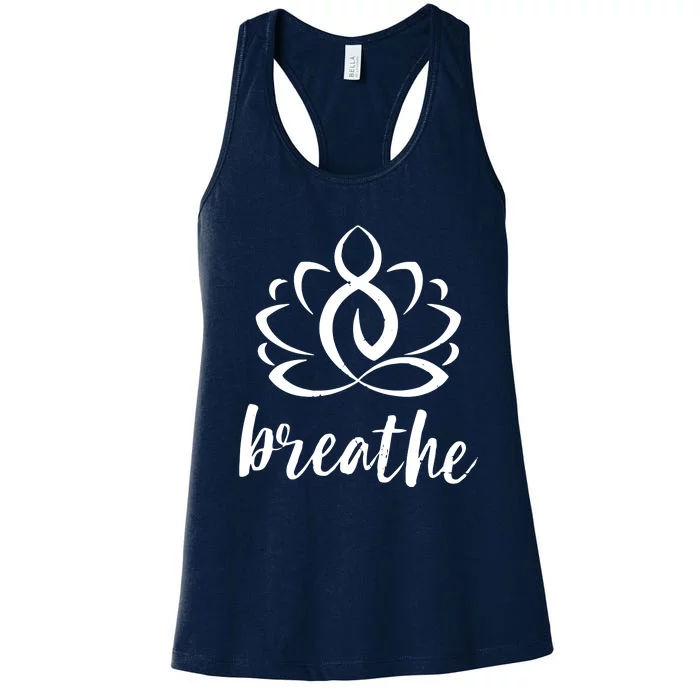 Breathe Yoga Relaxation Lotus Flower Inspiration Women's Racerback Tank