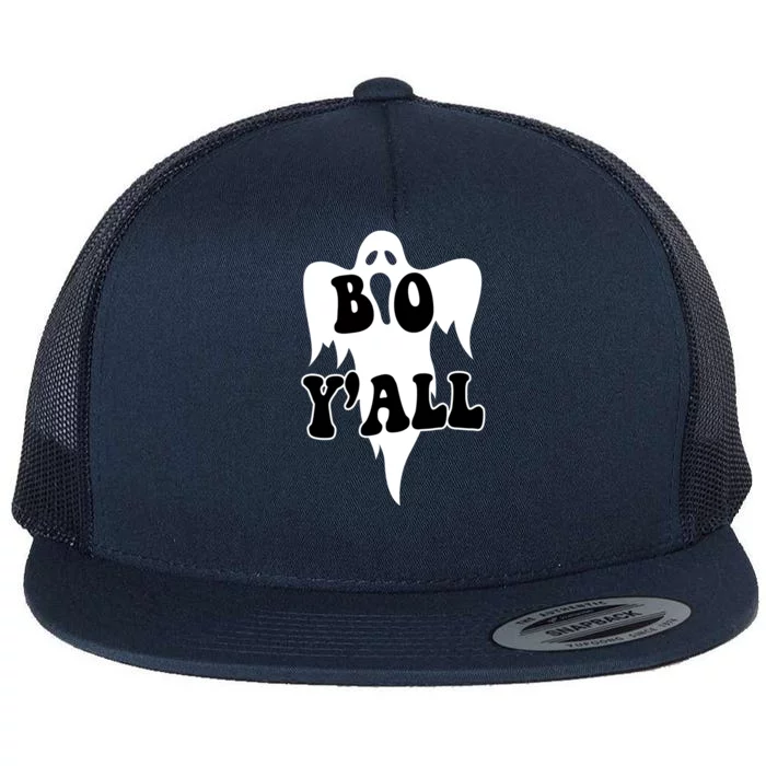 Boo Yall Spooky Ghost Halloween Flat Bill Trucker Hat