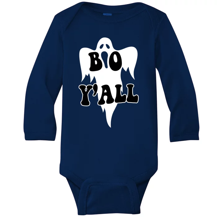 Boo Yall Spooky Ghost Halloween Baby Long Sleeve Bodysuit