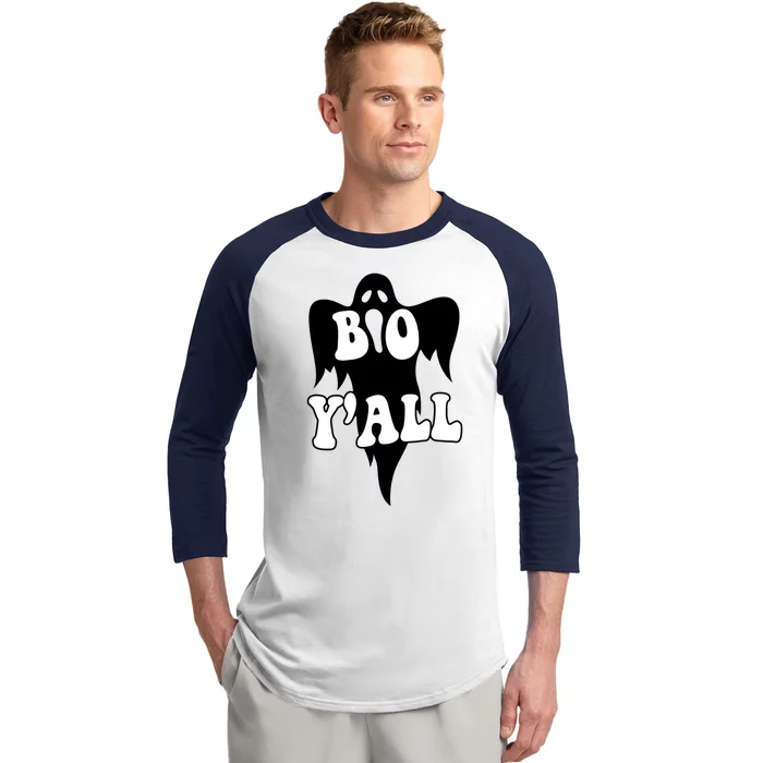 Boo Yall Spooky Ghost Halloween Baseball Sleeve Shirt