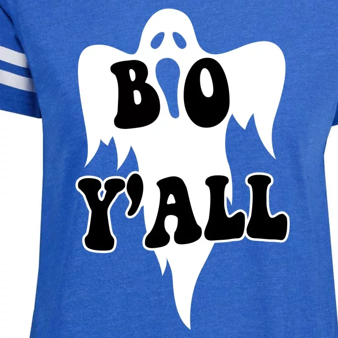 Boo Yall Spooky Ghost Halloween Enza Ladies Jersey Football T-Shirt