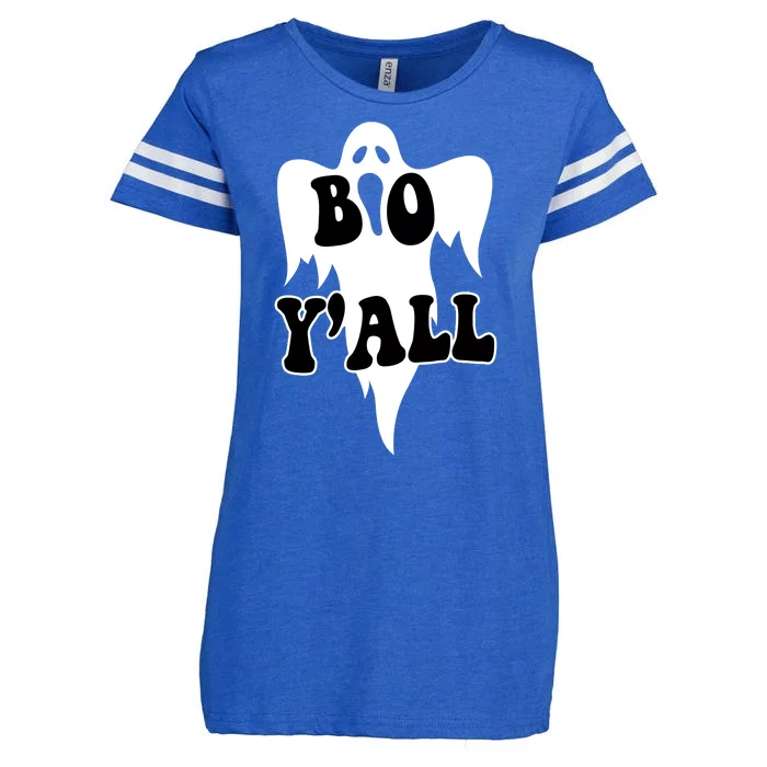 Boo Yall Spooky Ghost Halloween Enza Ladies Jersey Football T-Shirt