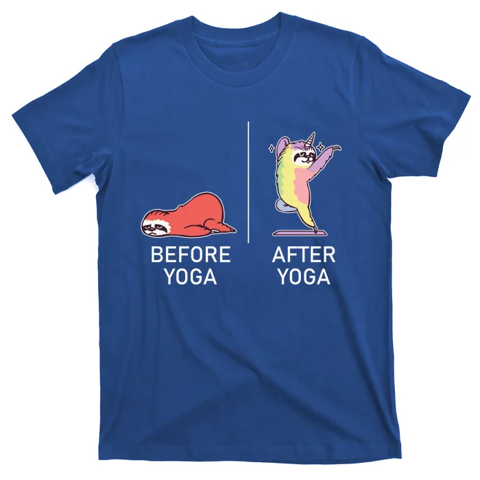 Before Yoga Sloth After Magical Slothicorn Unicorn Funny Funny Gift T-Shirt