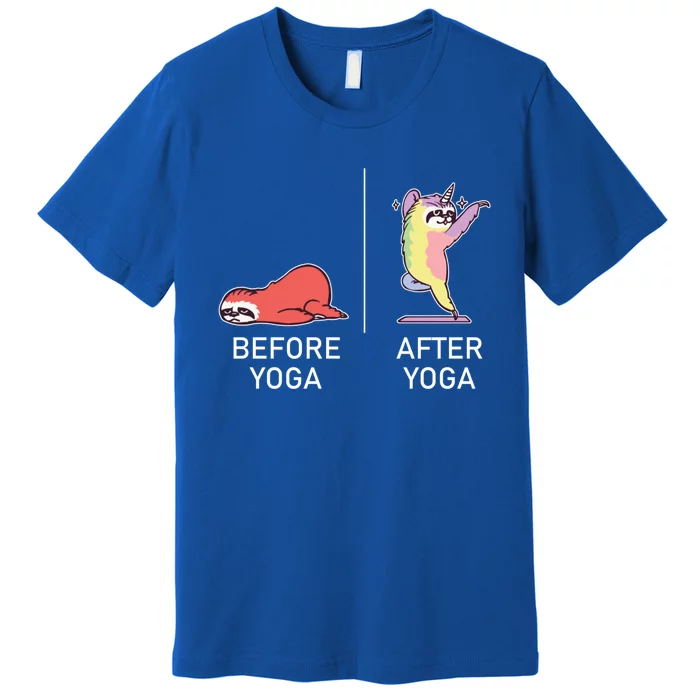 Before Yoga Sloth After Magical Slothicorn Unicorn Funny Funny Gift Premium T-Shirt