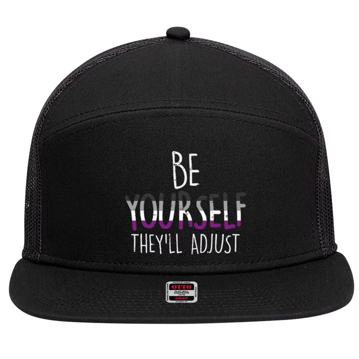 Be Yourself TheyLl Adjust Lgbtq Asexual Flag Ace Pride Ally 7 Panel Mesh Trucker Snapback Hat