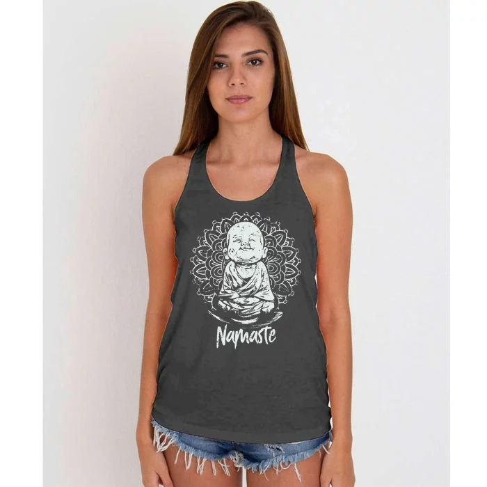 Buddha Yoga T Yoga Namaste Women's Knotted Racerback Tank