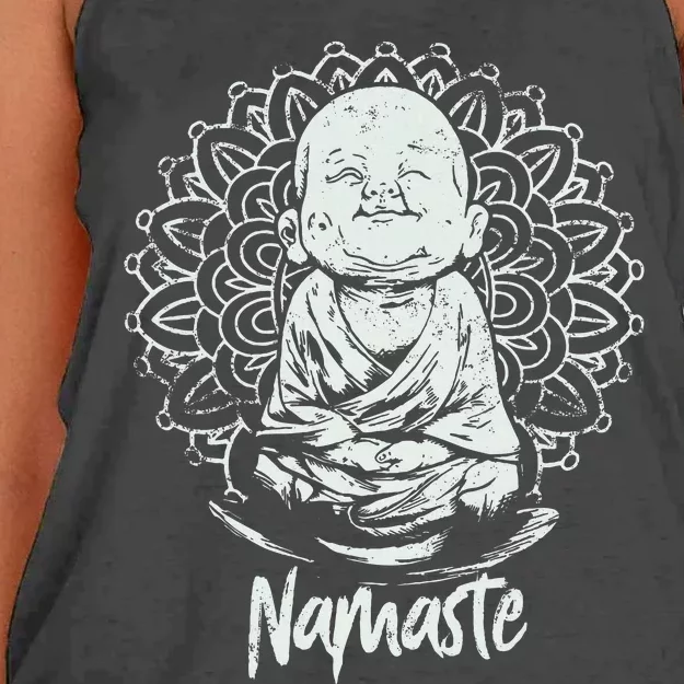 Buddha Yoga T Yoga Namaste Women's Knotted Racerback Tank