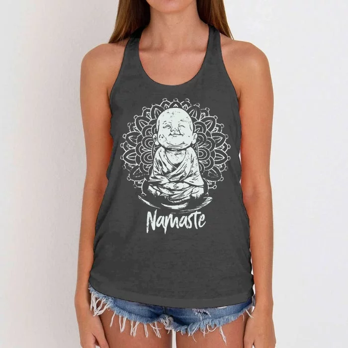 Buddha Yoga T Yoga Namaste Women's Knotted Racerback Tank