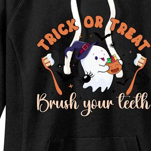 Brush Your Teeth Spooky Dentist Halloween Dentistry Cute Gift Women's Fleece Hoodie