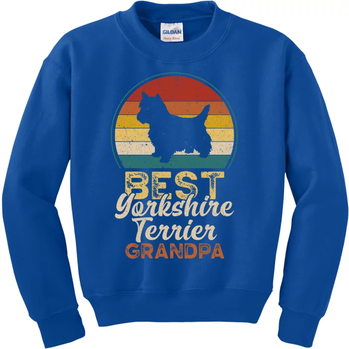 Best Yorkshire Terrier Grandpa Fathers Day Grandfather Gift Kids Sweatshirt