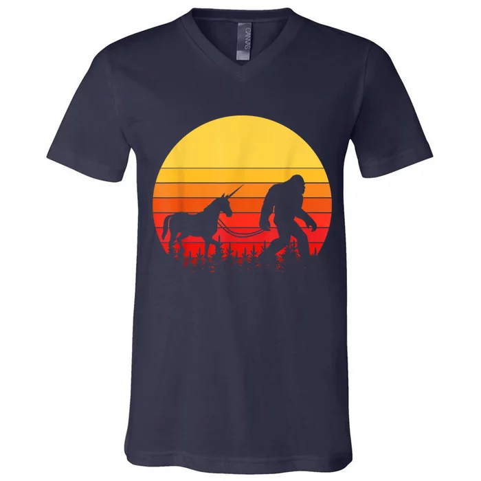 Bigfoot Yeti Unicorn Cryptozoology Sasquatch V-Neck T-Shirt