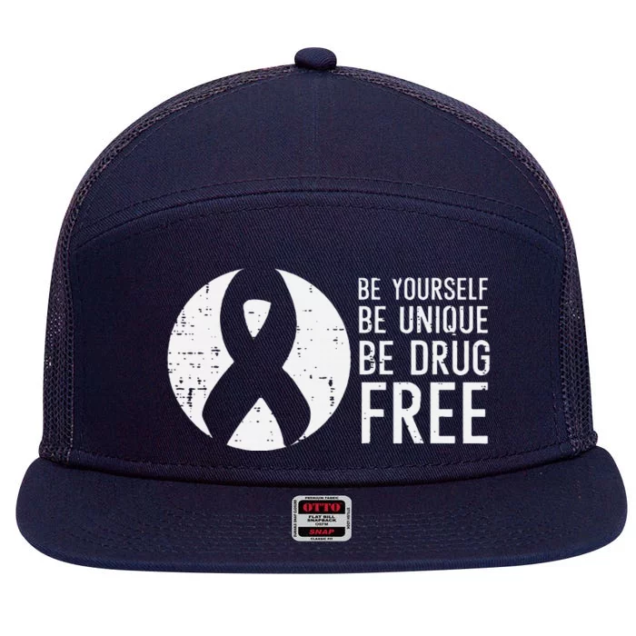 Be Yourself Unique Free Red Ribbon Week 7 Panel Mesh Trucker Snapback Hat