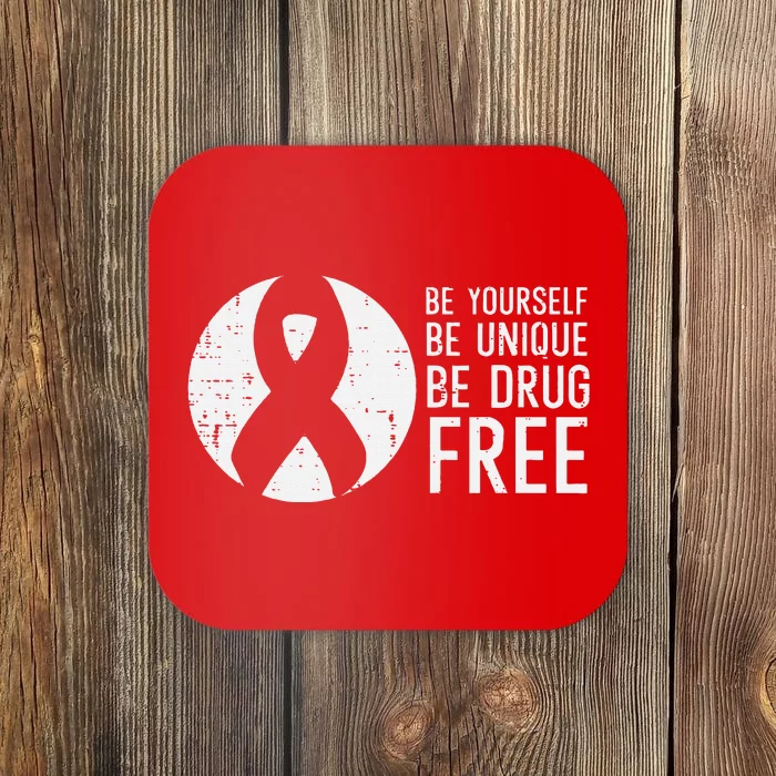 Be Yourself Unique Free Red Ribbon Week Coaster