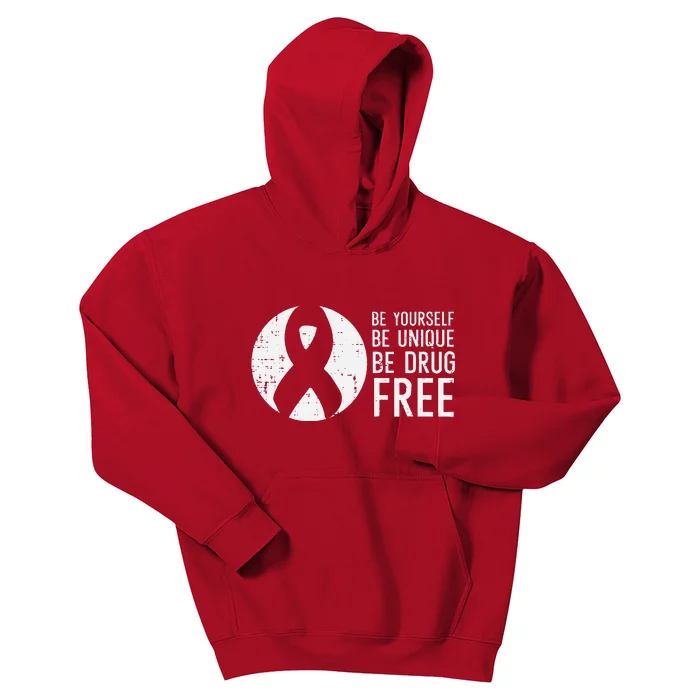 Be Yourself Unique Free Red Ribbon Week Kids Hoodie