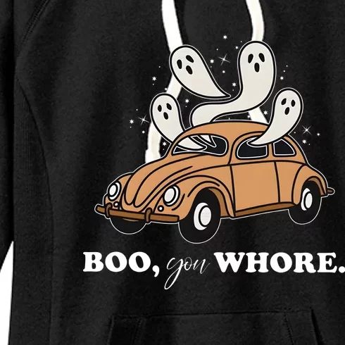 Boo You Whore Retro Halloween Ghost Ghoul Women's Fleece Hoodie