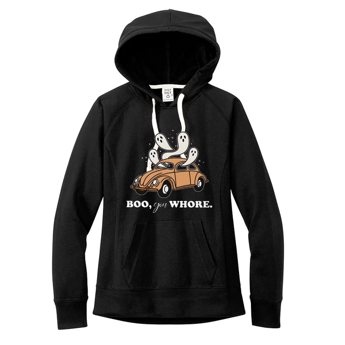 Boo You Whore Retro Halloween Ghost Ghoul Women's Fleece Hoodie