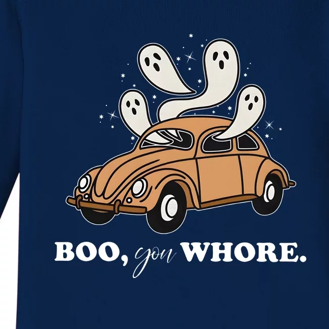 Boo You Whore Retro Halloween Ghost Ghoul Baby Long Sleeve Bodysuit