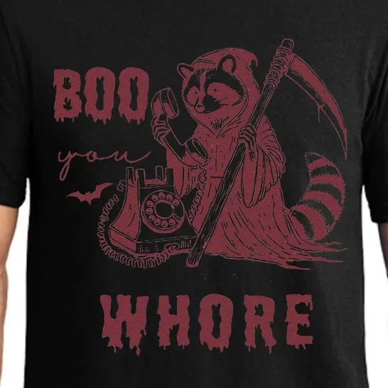 Boo You Whore Raccoon Spooky Season Animal Halloween Pajama Set