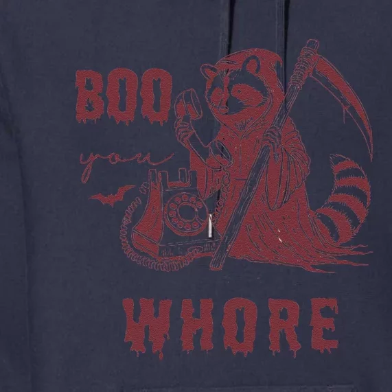 Boo You Whore Raccoon Spooky Season Animal Halloween Premium Hoodie