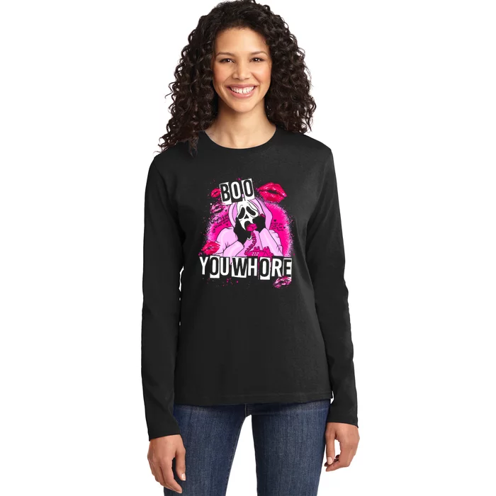 Boo You Whore Skeleton Ladies Long Sleeve Shirt