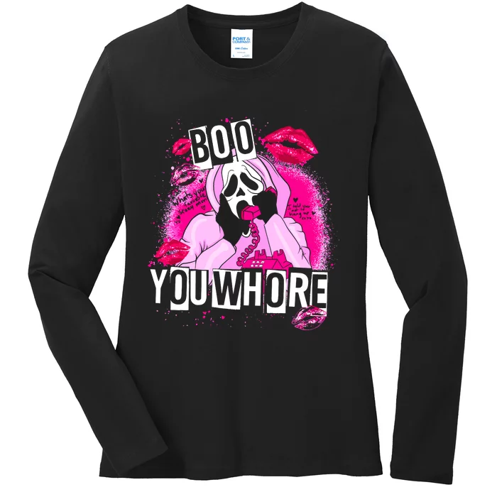 Boo You Whore Skeleton Ladies Long Sleeve Shirt