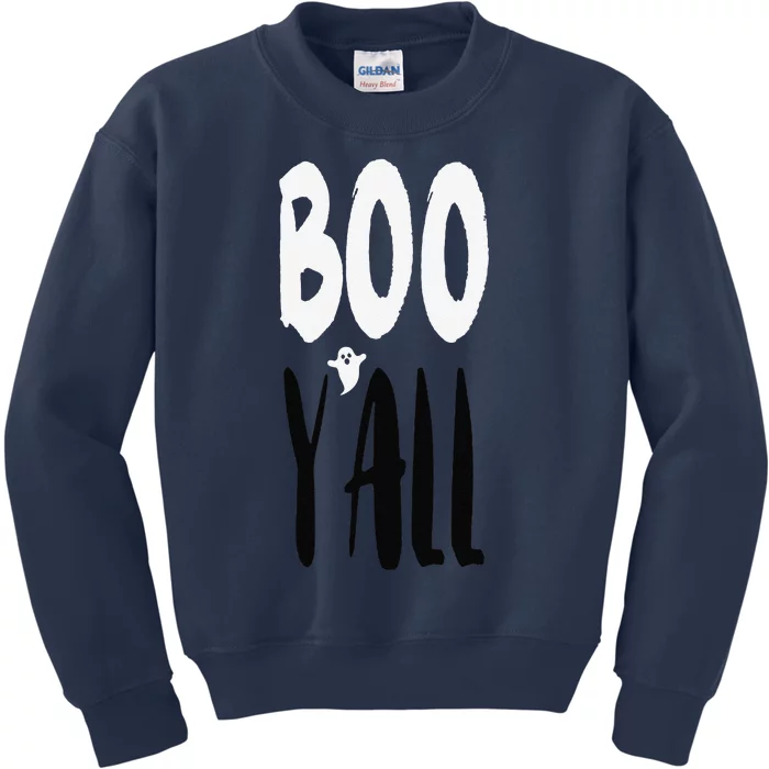 BOO YALL With Spooky Ghost Apostrophe Funny Halloween Fav Kids Sweatshirt