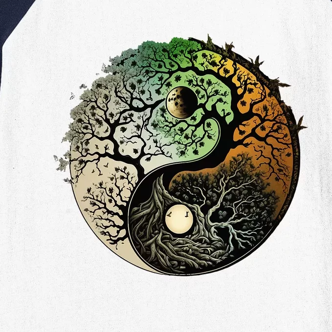 Buddhist Yin Yang Zen Tree Of Life Baseball Sleeve Shirt