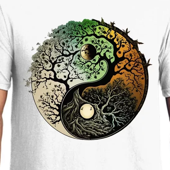 Buddhist Yin Yang Zen Tree Of Life Pajama Set