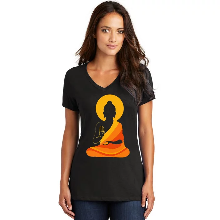 Buddha YingYang Zen Yoga  Relax And Enjoy Life! Women's V-Neck T-Shirt