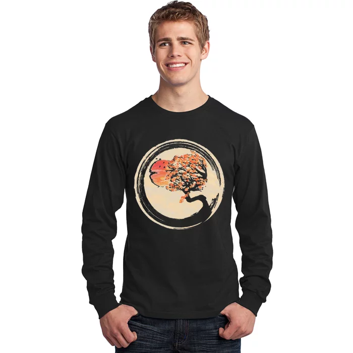 Bonsai Zen Buddhist Enso Circle Tree In Japanese Long Sleeve Shirt