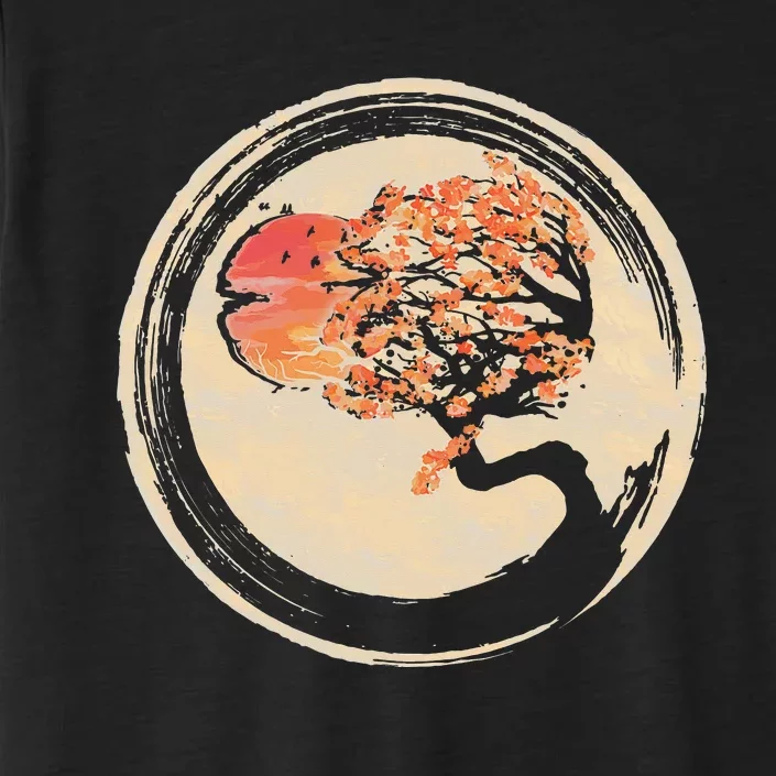 Bonsai Zen Buddhist Enso Circle Tree In Japanese ChromaSoft Performance T-Shirt