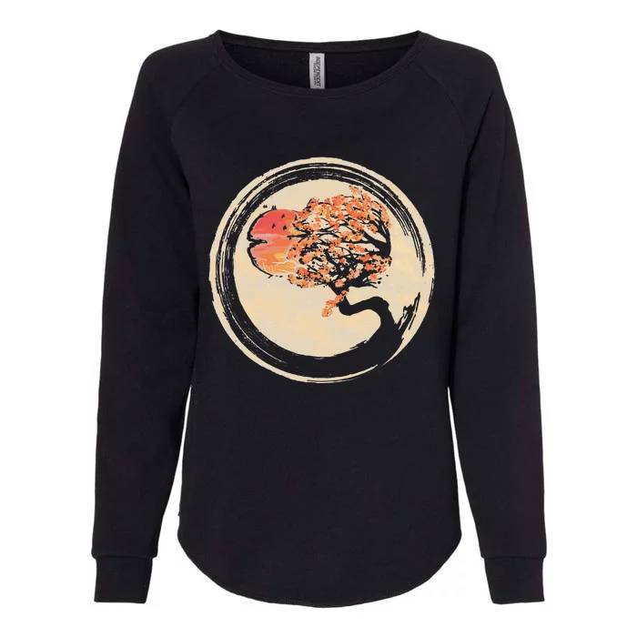 Bonsai Zen Buddhist Enso Circle Tree In Japanese Womens California Wash Sweatshirt