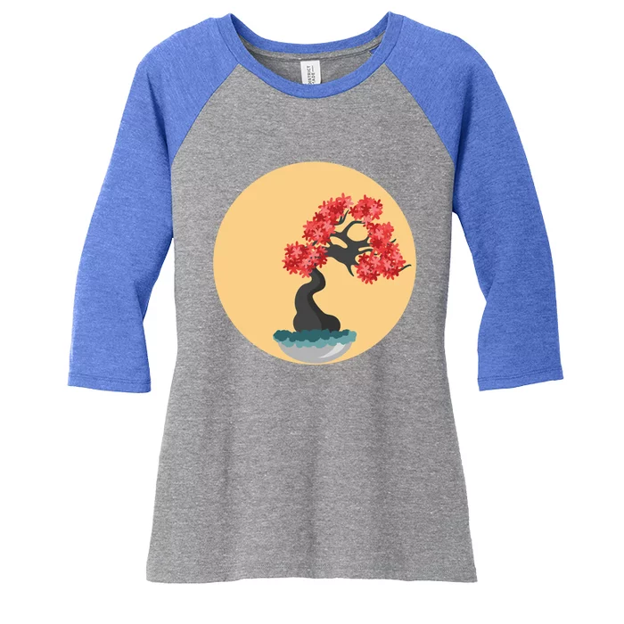 Beautiful Zen Bonsai Tree Funny Gift Cool Gift Yoga Circle Graphic Tee Gift Women's Tri-Blend 3/4-Sleeve Raglan Shirt